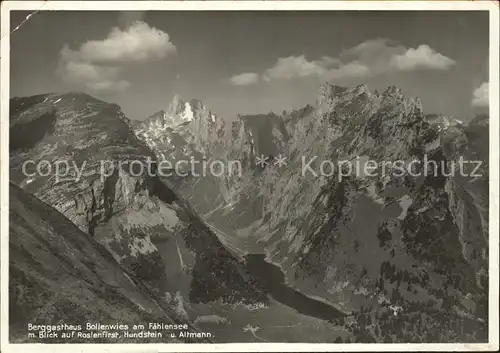 Faehlensee Berggasthaus Bollenwies Roslenfirst Hundstein Altmann Kat. Altmann