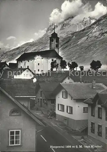 Hospental Dorfstrasse mit Kirche Kat. Hospental