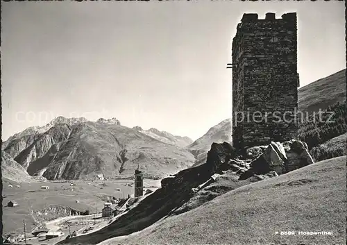 Hospental Ruine und Kirchturm Kat. Hospental