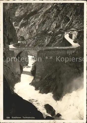 Schoellenen Teufelsbruecke reissender Bach Kat. Goeschenen