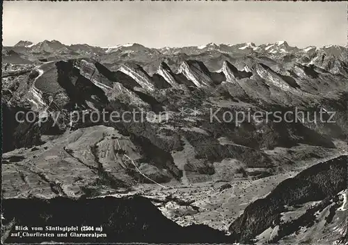 Churfirsten Blick vom Saentis auf Glarneralpen Kat. St Gallen