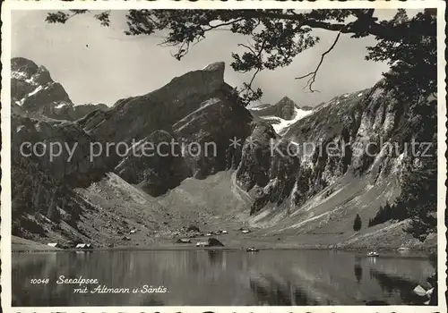 Seealpsee mit Altmann und Saentis Berghotel Kat. Schwende