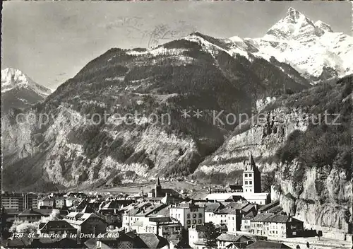 St Maurice Valais et les Dents du Midi Kat. St Maurice