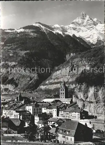 St Maurice Valais et les Dents du Midi Kat. St Maurice