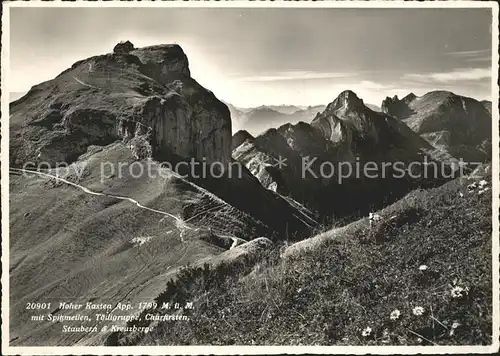 Hoher Kasten mit Spitzmeilen Churfirsten Staubern Kreuzberge Kat. Appenzeller Alpen