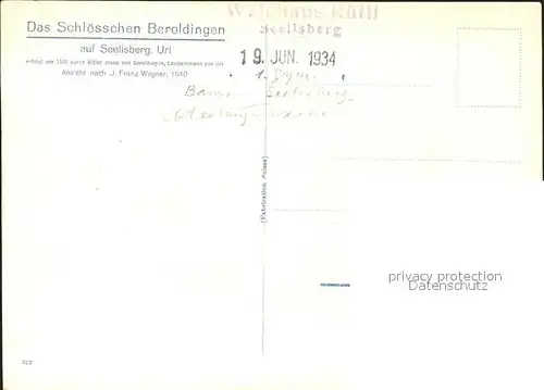 Seelisberg UR Schoesschen Beroldingen Kuenstlerkarte Wappen / Seelisberg /Bz. Uri