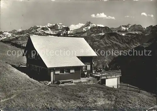 Andermatt Naturfreundehaus Huette Riedlig mit Clariden und Schaernhorn Kat. Andermatt