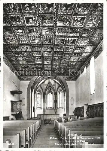 Zillis Inneres der Kirche aelteste romanische Kirchendecke Kat. Zillis