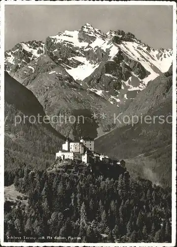 Tarasp Schloss mit Piz dallas Plattas Piz Platta Oberhalbsteiner Alpen Kat. Tarasp