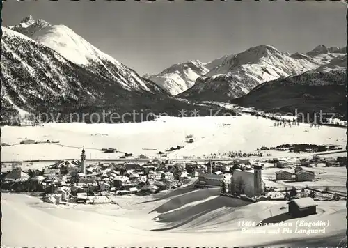 Samedan Gesamtansicht mit Bernina und Piz Languard Kat. Samedan