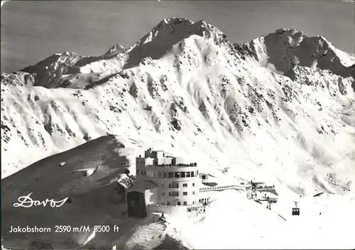 Davos GR Jakobshorn Bergstation Bergrestaurant Wintersportplatz Buendner Alpen Fliegeraufnahme Kat. Davos