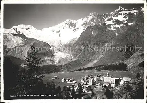 Saas Fee Panorama mit Mischabelgruppe Walliser Alpen Kat. Saas Fee