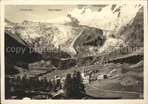 Saas Fee Panorama mit Mischabelgruppe Walliser Alpen Gletscher Kat. Saas Fee