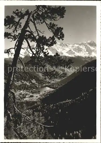 Champex Vue generale avec le Grand Combin Lac Walliser Alpen Kat. Champex