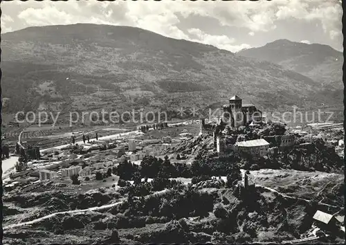 st14683 Sion VS Vue panoramique avec l'Eglise de Valere Kategorie. Sion Alte Ansichtskarten