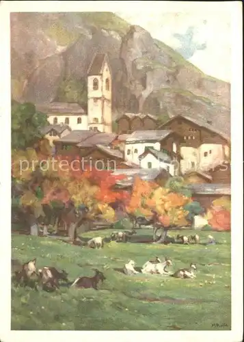 Niedergesteln im Herbst Kuenstlerkarte Marie Rolle Kat. Niedergesteln