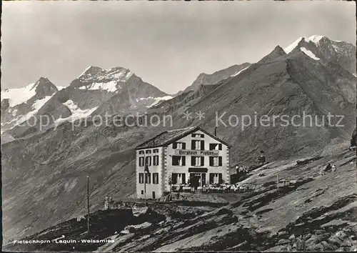 Saas Fee Berghaus Plattjen mit Fletschhorn Laquin Weissmies Walliser Alpen Kat. Saas Fee
