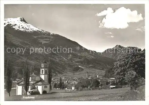 Poschiavo Ortsansicht mit Kirche Kat. Poschiavo