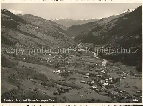 Rabius Panorama Truns und Vorderrhein gegen Chur Kat. Rabius