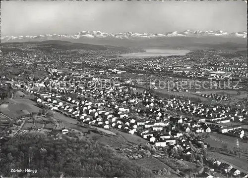 Hoengg Zuerich Gesamtansicht mit Alpenpanorama Zuerichsee Fliegeraufnahme Kat. Hoengg