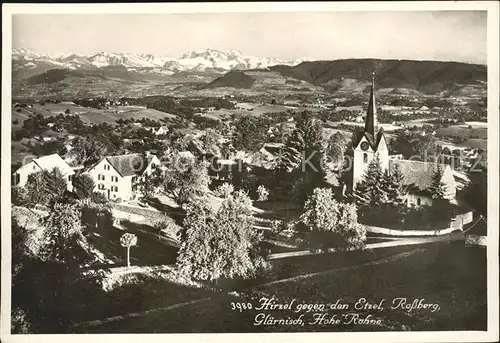 Hirzel Horgen Blick gegen den Etzel Rossberg Glaernisch Hohe Rohne Alpenpanorama Kat. Hirzel