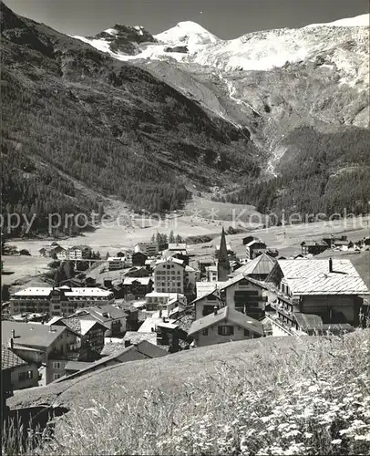 Saas Fee Ortsansicht mit Allalinhorn Kat. Saas Fee