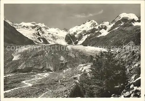 Morteratschgletscher mit Bellavista Piz Bernina und Morteratsch Kat. Morteratsch