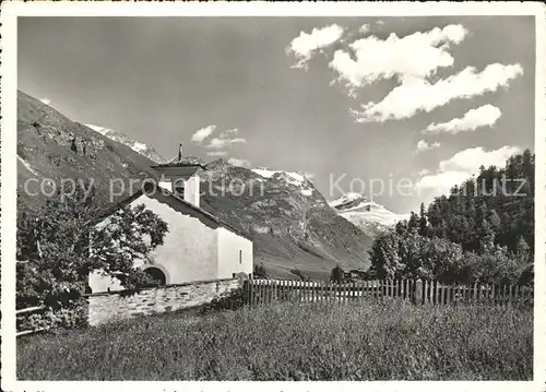 Fex Kirchli mit Chapuetschin und Piz Tremeggia Kat. Fex