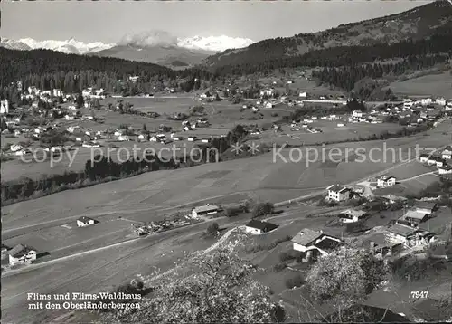 Flims Waldhaus mit den Oberlaenderbergen Kat. Flims Waldhaus