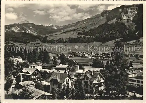 Flims Waldhaus Panorama mit Segnespass Kat. Flims Waldhaus