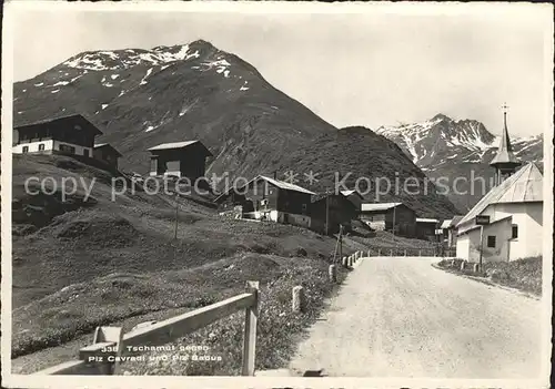 Tschamutt Graubuenden mit Piz Cavradi und Piz Baldus Kat. Sedrun