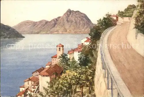 Gandria Lago di Lugano Kuenstlerkarte Kat. Gandria