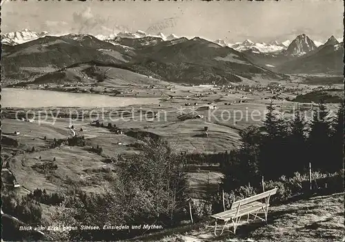 Einsiedeln SZ Blick von Etzel auf Sihlsee und Mythen / Einsiedeln /Bz. Einsiedeln