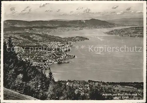 Etzel SZ Aussicht vom Etzel Kulm auf Zuerich See Kat. Etzel