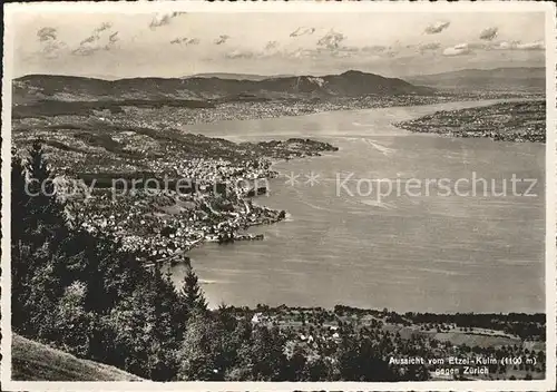 Etzel SZ Blick auf Zuerich und See Kat. Etzel