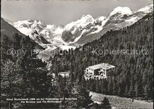 Pontresina Hotel Morteratsch mit Bellavista Piz Bernina und Piz Morteratsch Kat. Pontresina