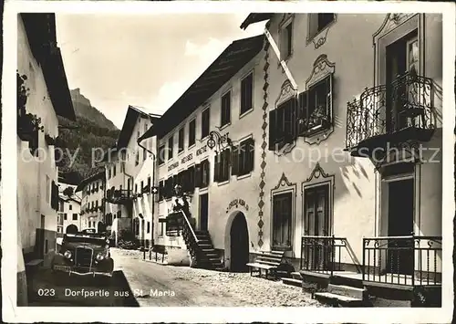 Sta Maria Muestair Dorfpartie Gasthaus weisses Kreuz Kat. Sta Maria Muestair