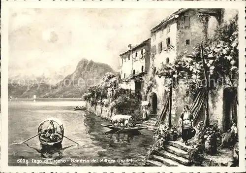 Gandria Lago di Lugano Pittora Usadel Kat. Gandria