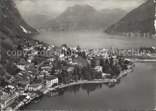 Melide Lago di Lugano Panorama Kat. Melide