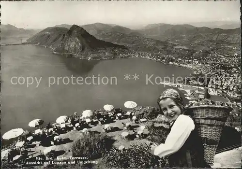 Monte Bre Lugano Panorama Kulm Terrasse Winzermaedchen Kat. Monte Bre