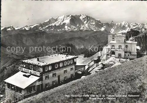 Monte Generoso Hotel Schweizerhof Veduta sulle Alpi Vallesane Monte Rosa e Cervino Kat. Monte Generoso