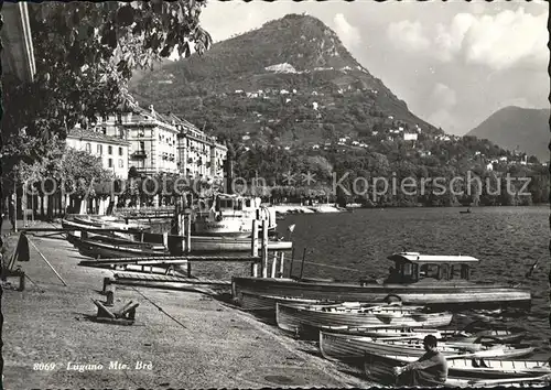 Lugano TI Hafenpartie mit Monte Bre Kat. Lugano