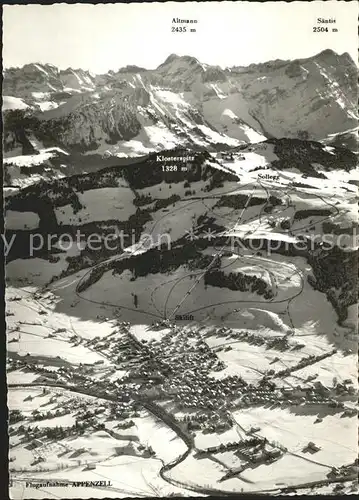 Appenzell IR mit Skilift Sollegg Fliegeraufnahme Alpenpanorama Kat. Appenzell