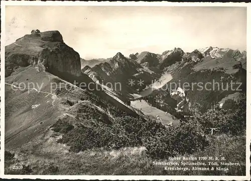 Hoher Kasten Saentisersee Gebirgspanorama Appenzeller Alpen Kat. Appenzeller Alpen