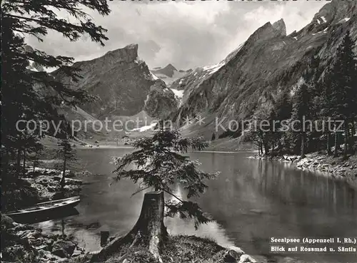 Seealpsee Panorama Blick auf Rossmad und Saentis Appenzeller Alpen Kat. Schwende