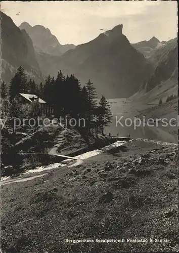 Seealpsee Berggasthaus mit Rossmaad und Saentis Appenzeller Alpen Kat. Schwende