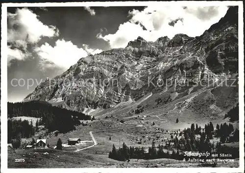 Schwaegalp mit Saentis Aufstieg nach Tierwies Appenzeller Alpen Kat. Schwaegalp