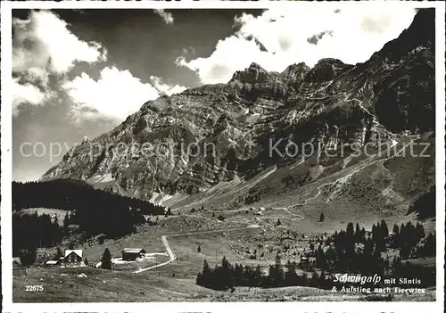 Schwaegalp mit Saentis und Aufstieg nach Tierwies Bergwanderroute Kat. Schwaegalp