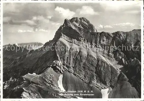 Altmann Saentis mit Aufstieg vom Rotsteinpass Bergwanderroute Appenzeller Alpen Kat. Altmann