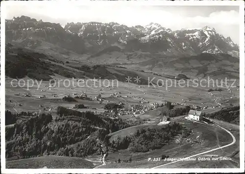 Gaebris mit Saentis Appenzeller Alpen Fliegeraufnahme Kat. Gaebris